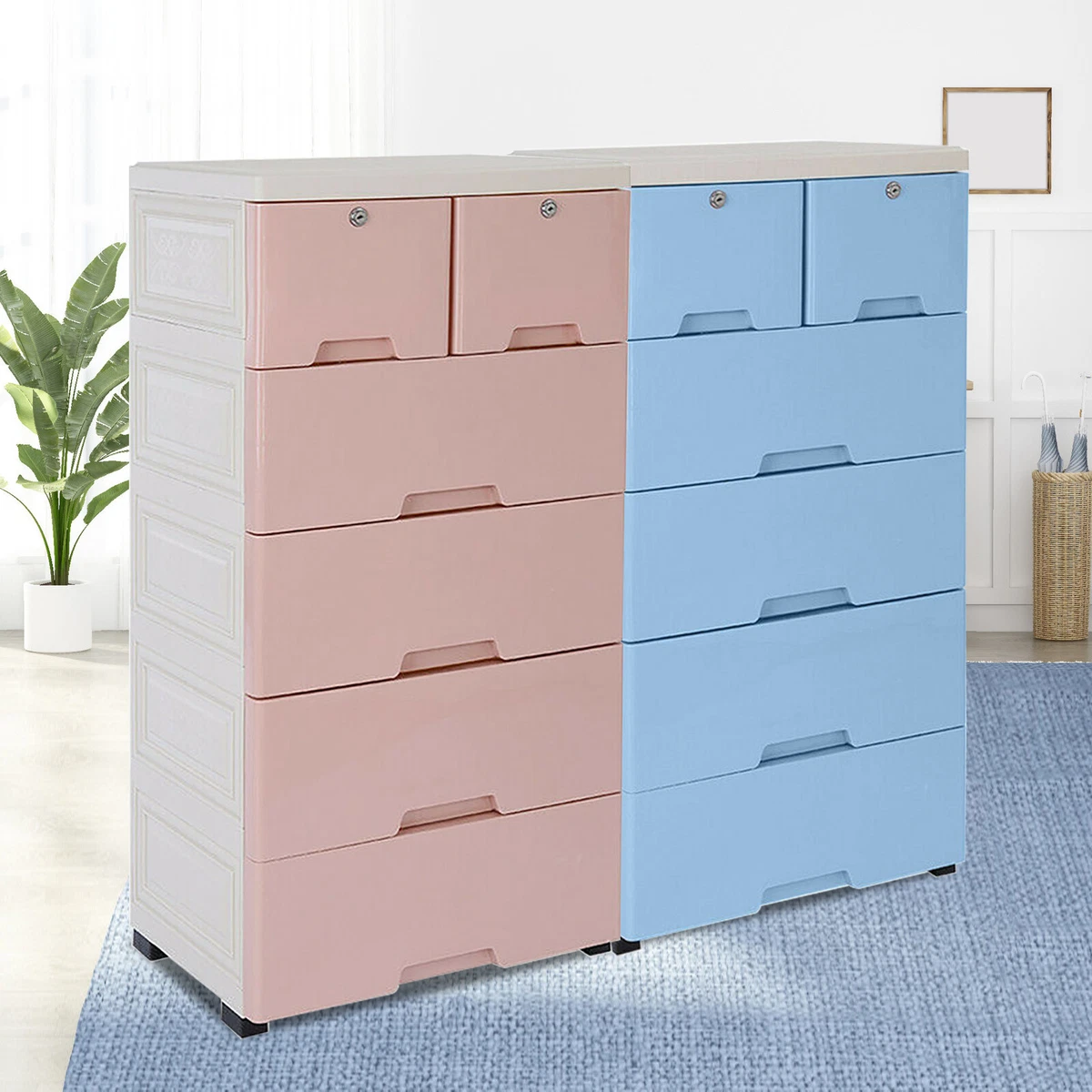 Plastic Storage Dresser 6 Drawers Clothes Organizer Tower Cabinet Office  Bedroom