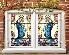 3D Angel Baby 085NAO Window Film Print Sticker Cling Stained Glass UV Block Fay
