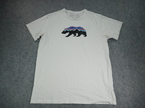 Patagonia Hemd Herren Large weiß Bio Baumwolle Bär Logo Slim Fit Outdoor