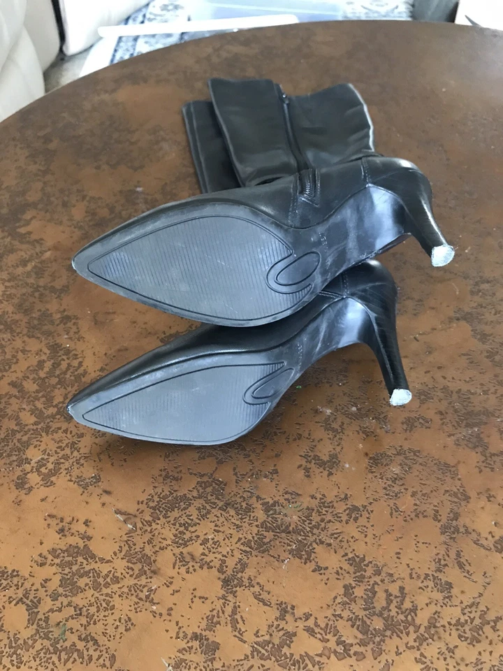 Nine West Leather Zip women boots high heels black size 5 - Image 2 of 3