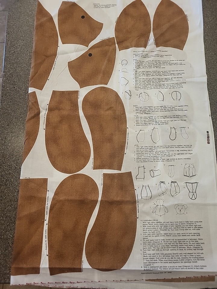 Cranston Print Works Cut N Sew Fabric Panel The VIP BEAR 24” Bear ...