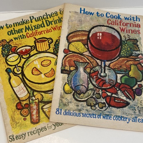 Vintage HOW COOK W CALIFORNIA WINES Mixed Drink Recipe Booklet Set Of 2 - Picture 1 of 8