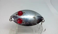 Vtg Hofschneider Red Eye Wiggler Junior Nickel 2 1/4" Wobble Spoon Fishing Lure