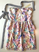 SALE Sugar Lips Pastel Print Dress, Peplum Style, Spring/Easter Dress, M,NEW NWT