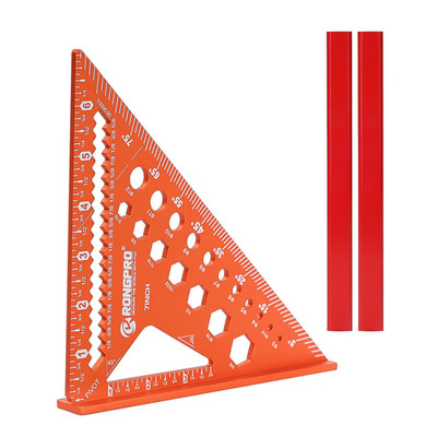 6-In-1 Carpenter Square 7 Inch, Aluminum Rafter Square, Multi-Purpose Carpenter