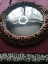 Decorative Vintage Ornate Round Plaster Convex Style Wall Mirror Home Decor 45cm