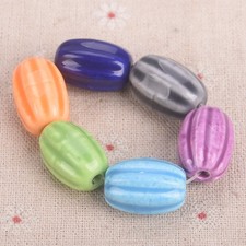 20pcs Oval Pumpkin Shape 21x14mm Handmade Glazed Ceramic Porcelain Loose Beads