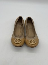 Tory Burch Caroline Women  s Size 8M Tan Color Patent Leather Ballet Flats Shoes.