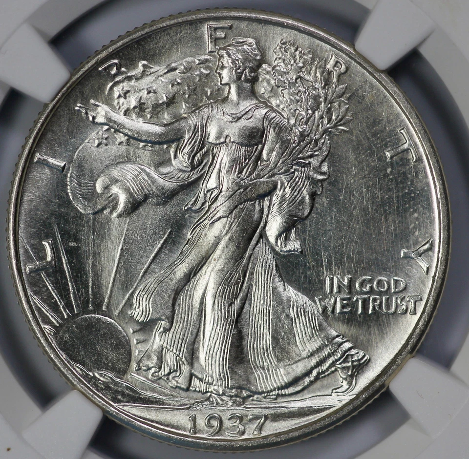 1937-D Walking Liberty 50c Half Dollar NGC MS 66 Semi Proof Like - Image 2 of 4