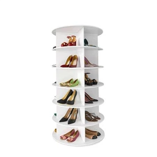 Rotating Shoe Rack Tower 6 Tier Organizer, Revolving 360 White Shoe Rack Storage
