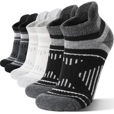 EBMORE Merino Wool Ankle Hiking Socks Compression Warm Medium, Black/Ivory