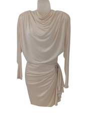 MARC JACOBS Ladies UK XS Ivory Ripple Draped Shoulder Padded Dress NEW EXDISPLAY
