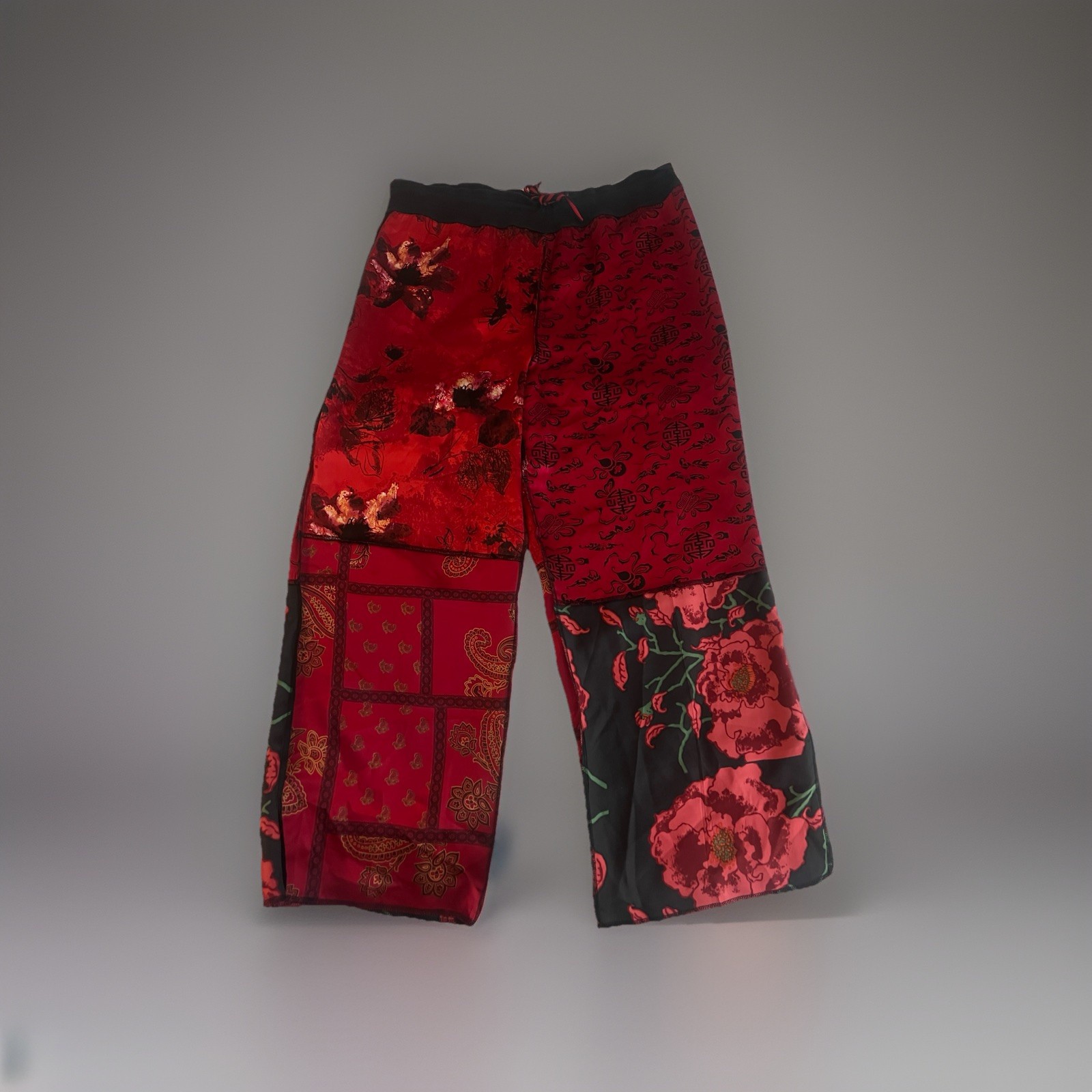 Vtg Chicos Drawstring 100% Silk Patchwork Asian I… - image 2