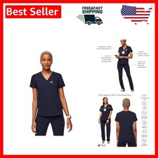 Professional Women's Scrub Top - Catarina Navy, X-Large, Pocket  Stretch Design