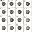 LOT/16 1937-1951 WASHINGTON QUARTERS .25$ P & D MINTS VERY GOOD CONDITION