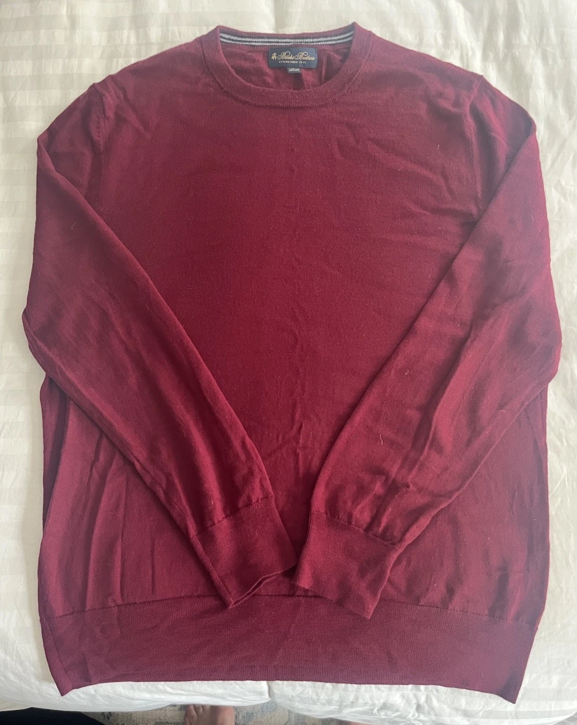 Brooks Brothers Red Sweater Men XL Lightweight Knit All Wool Pullover Crew Neck
