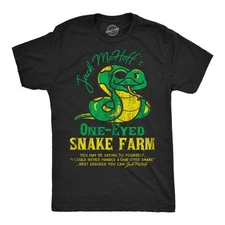 Mens Funny T Shirts Jack Mehoffs One Eyed Snake Farm Sarcastic Graphic Tee for