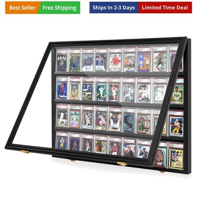 - 36 Baseball Sports Card Display Frame with UV Protection, Clear View Lockab...