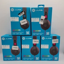 5 Pack | JLab JBuddies Studio | Wired On-Ear Headphones | 1 Blue 4 Pink