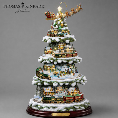 Bradford Exchange Thomas Kinkade Studios    Musikalischer Weihnachtsbaum mit LED