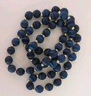 Long Vintage Blue Beads Silk Thread Wrapped Necklace With Gold Tone Spacers 28"  — photo 3