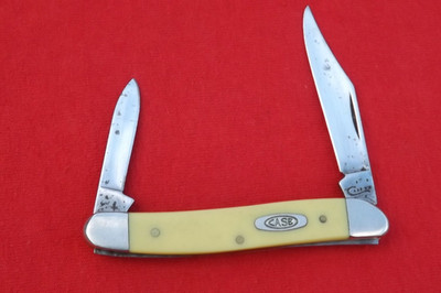 2016  Case XX 32087  CV  Blades Pen knife with Yellow Synthetic Handle NO CRACKS