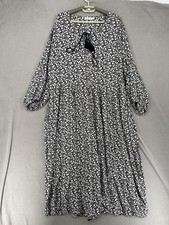 Little Party Dress Dress Womens 22 Black White Tie Tassel Shift Floral Button