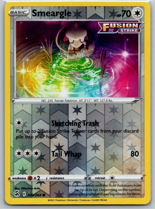 Smeargle 209/264 Common Fusion Strike Pokemon Reverse Holo Near Mint