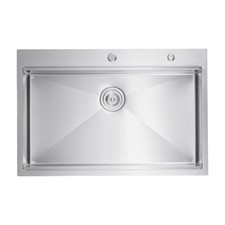 Drop-In Farmhouse Sink 33x22in 304 SS with Wooden Cutting Board