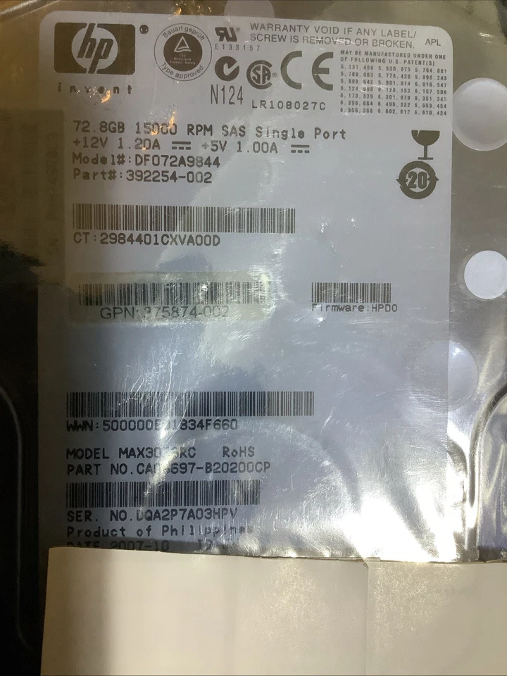 HP 376594-001 72GB 15K 3.5" SAS HDD – Enterprise-Class Server Hard Drive - Image 3 of 4