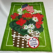 garden flag 12x18 summer 'home Sweet Home' Geraniums Vacation 4th July USA