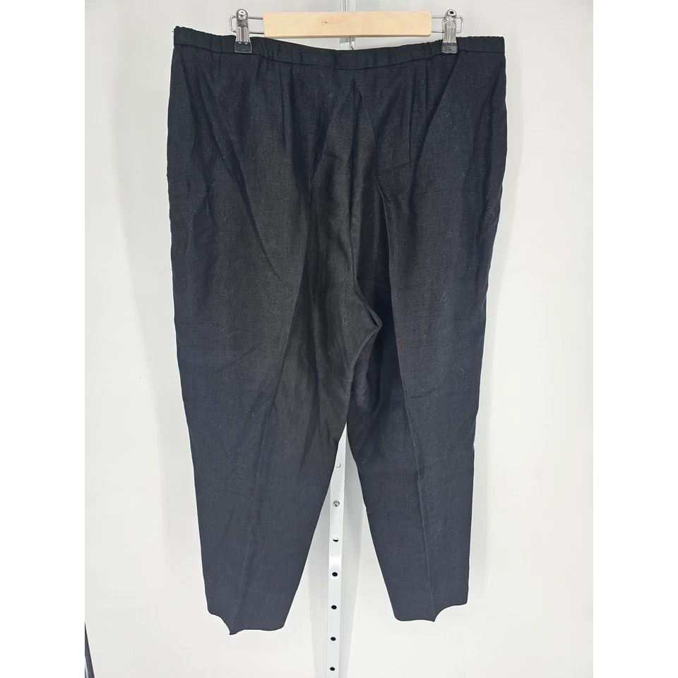 Pantalón negro Laura Ashley para mujer tiro alto cintura elástica lino pierna ajustada talla 16 Foto 3 de 4