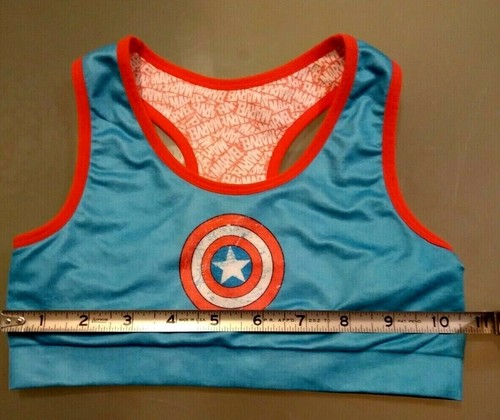 "MARVEL COMICS"  CHILD'S BIKINI TOP  * BLUE * CAPTIAN AMERICA  SIZE M-8 PREOWNED - Picture 2 of 5