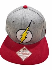 Preowned Dc Comics The Flash Snapback Hat Fits One Size Grey And Red H4