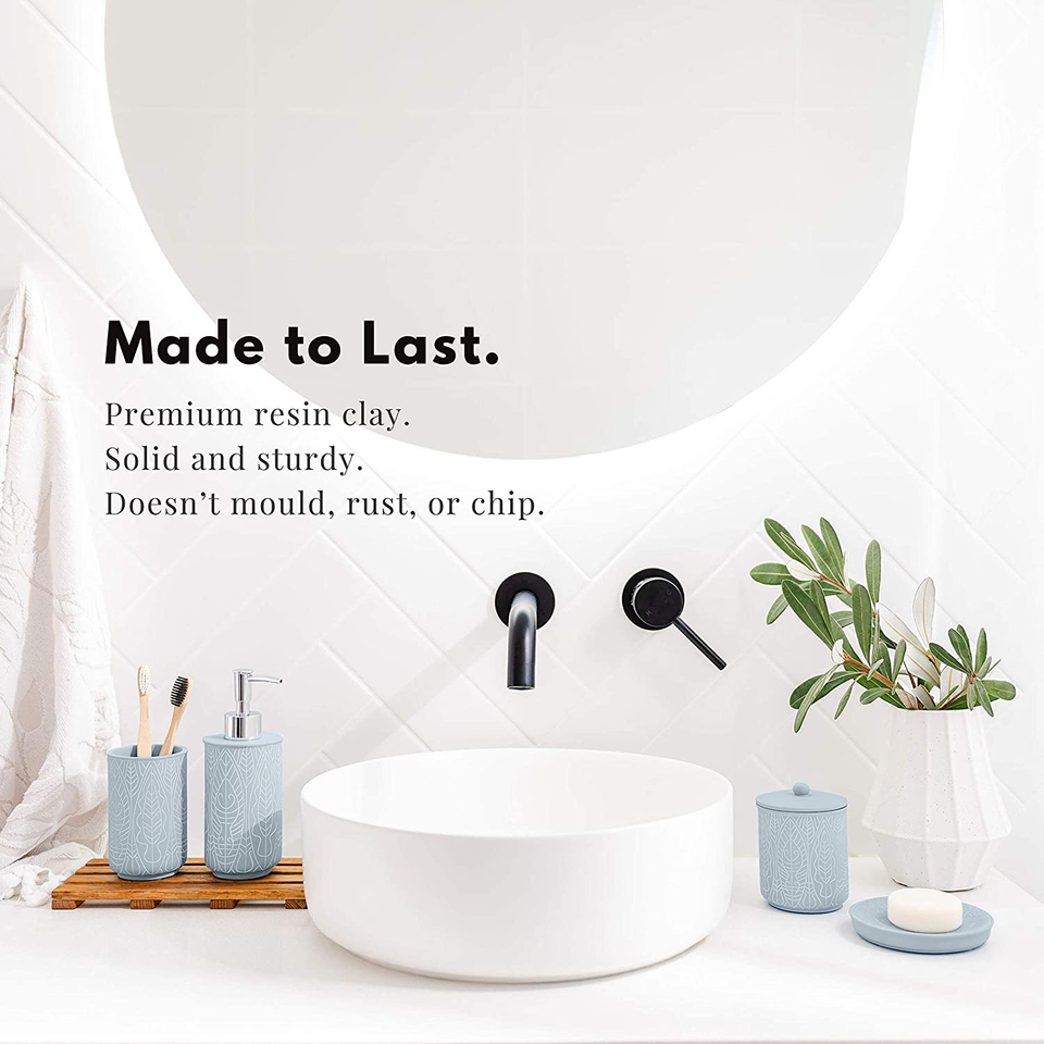 Pastel Blue Bathroom Accessories Set. Blue Bathroom Resin Decor