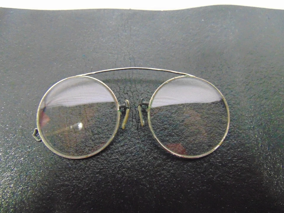 Gafas redondas T&P vintage para hombre oro 10K primavera con estuche de cuero Foto 2 de 4