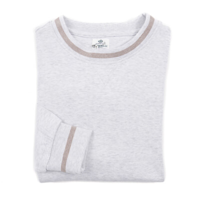 Luigi Borrelli Light Gray Soft Jersey Cotton Crewneck Sweatshirt Slim XXL NWT