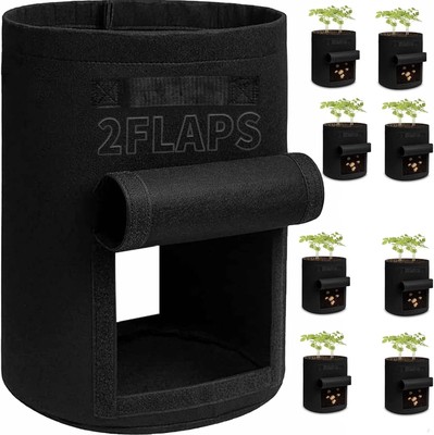 8 Pack Potato Grow Bags with 2 Flaps, 15 Gallon,Heavy Duty 14oz/yd² Planter Pot