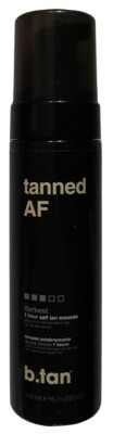 Tanned AF Darkest Bräunung Mousse  200ml Ergebnis nach 1 Stunde