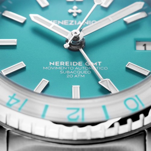 Orologio subacqueo VENEZIANICO NEREIDE GMT Cielo 3521505C automatico quadrante blu chiaro - Foto 5 di 8