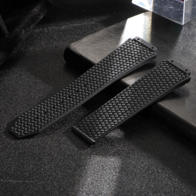 For Hublot Big Bang Replacement Silicone Rubber Watch Band Strap Black 19x26mm