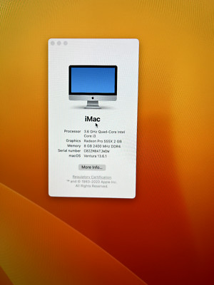 Apple 2019 iMac 21.5'' Intel Core i3-8100 3.6GHz 8GB RAM 1TB HDD RP555X Retina 4K