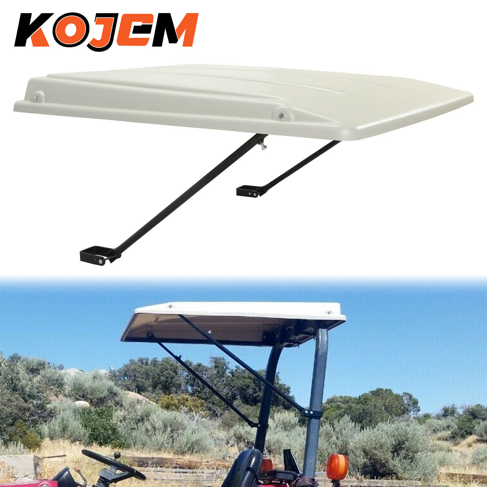 Top Canopy with Bracket For John Deere Compact Utility Tractors ROPS-White
