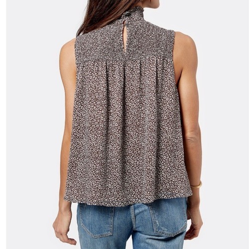 Joie Pure Silk Top Mika Sleeveless size L Brown print high neck - Picture 6 of 12