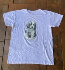 Vintage 90s St Bernard Dog Sleep T-Shirt One Size Pink Single Stitch