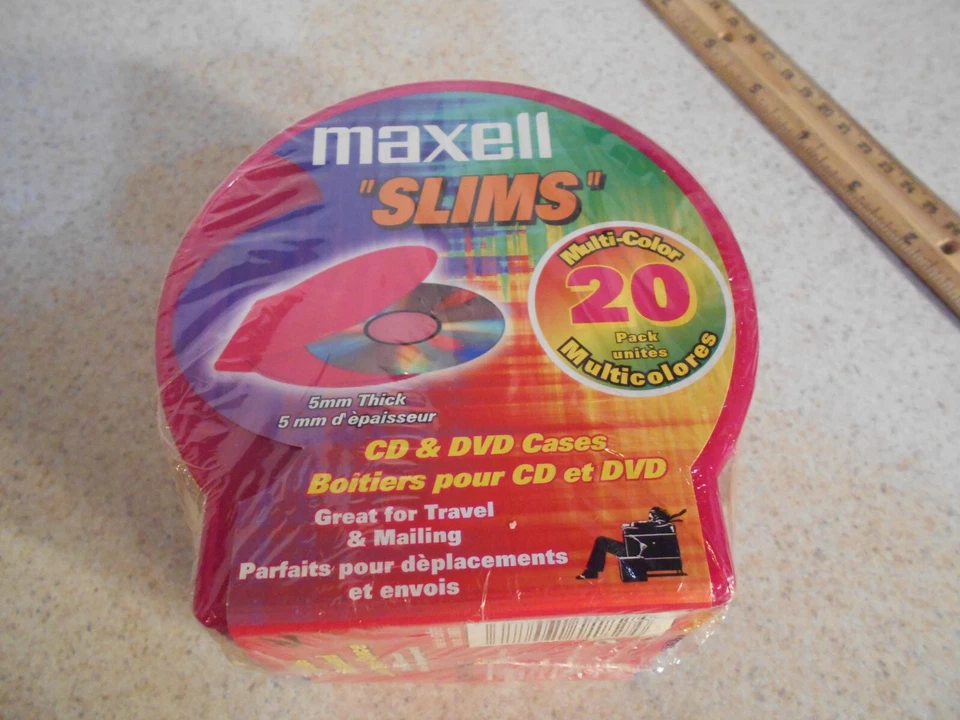 Maxell Slims CD-355 CD/DVD Plástico Joyas Estuches Multicolor Paquete de 20 - Nuevo Sellado Foto 4 de 4