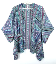 CATHERINE Women's Polyester Blouse Kimono 3/4 Sleeve Floral Multicolor Size 1X