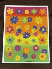 Vintage Hallmark Stickers bugs neon flowers retro hippie '70s look 1 sheet