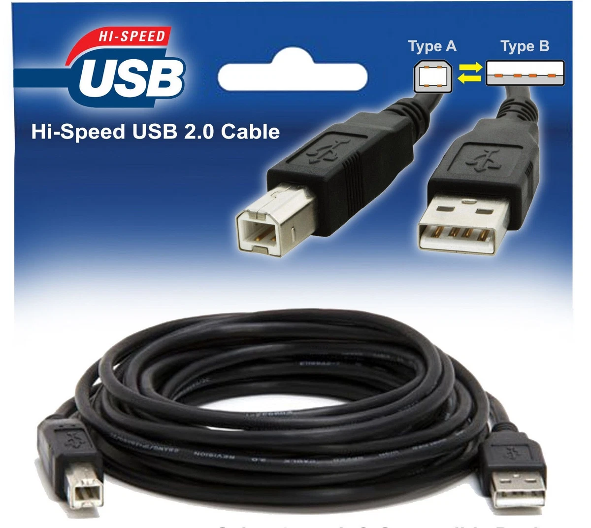 Cables USB GENERIQUE Cable usb 2 mètres 2. 0 type a-b pour imprimante espon  canon hp brother xerox