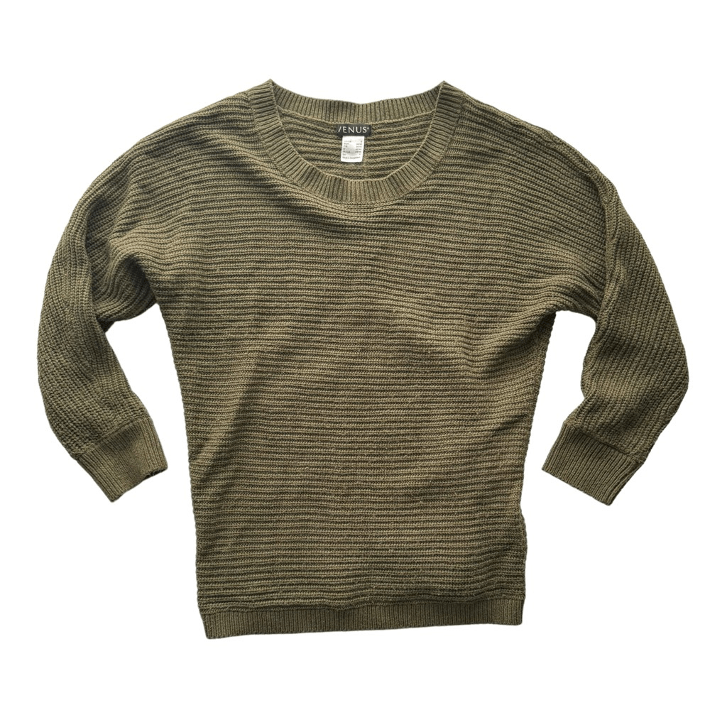 Venus Women's Olive Green Knit Dolman Long Sleeve Pullover Sweater